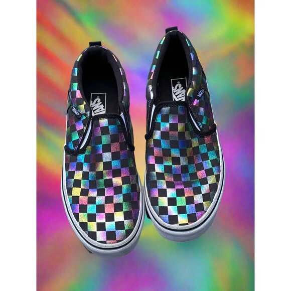 Vans Other - Vans Asher Holographic Checkerboard Pattern - Junior Size